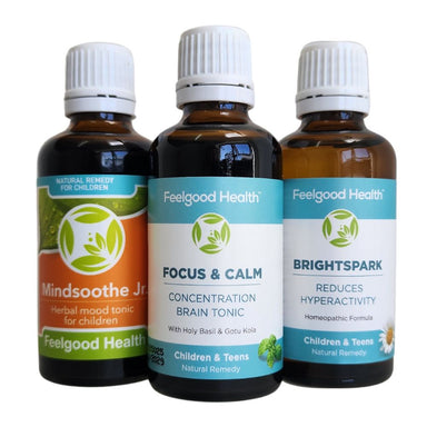 ADHD Hyperactivity Concentration Remedies - BrightSpark + MindSoothe Jr + Focus and Calm